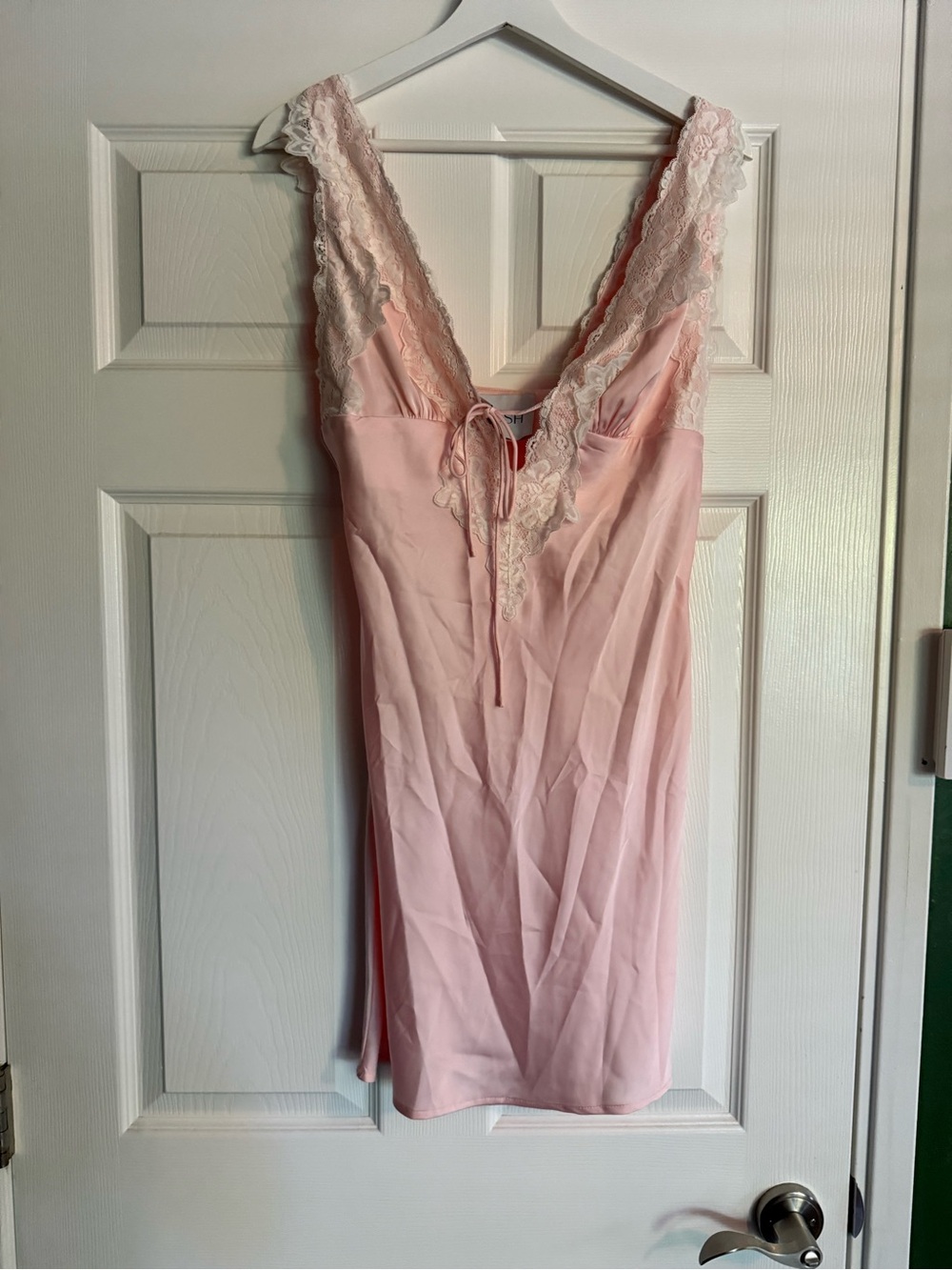 Blush Light Pink Lace-Trim Slip Dress